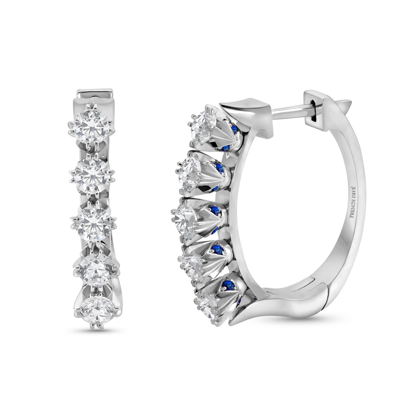 Crowné Sapphire & Diamond Earring In White Gold