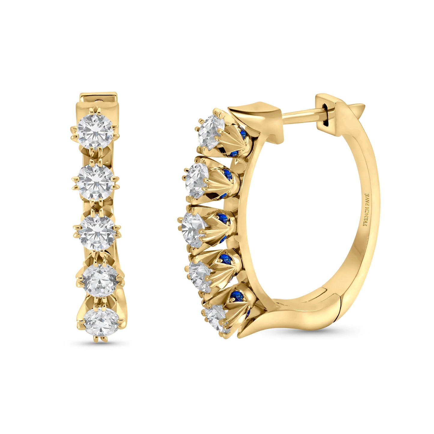 Crowné Sapphire & Diamond Earring In Yellow Gold