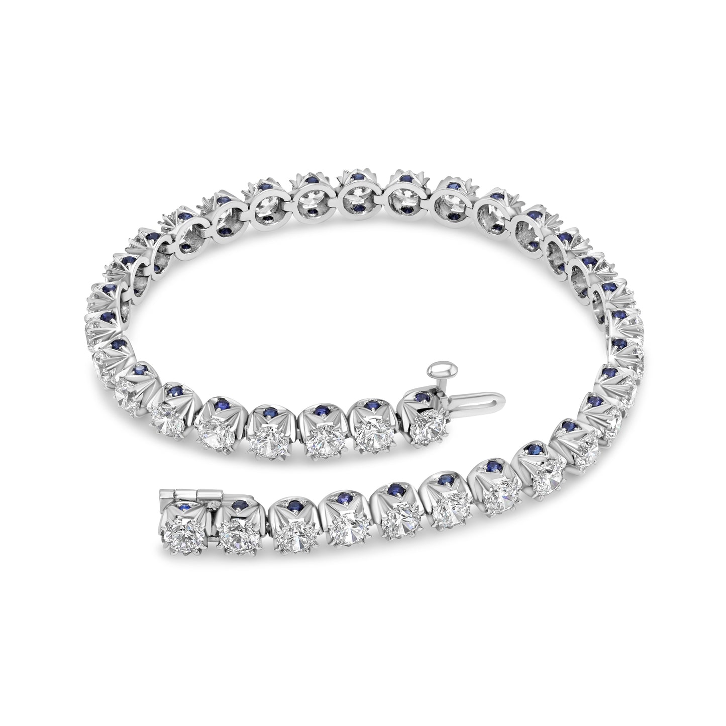 Crowné Sapphire & Diamond Bracelet In White Gold