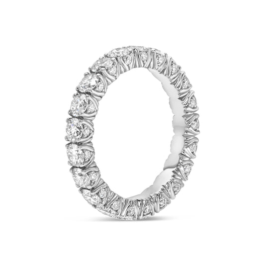 14K White Gold Diamond Band scupted