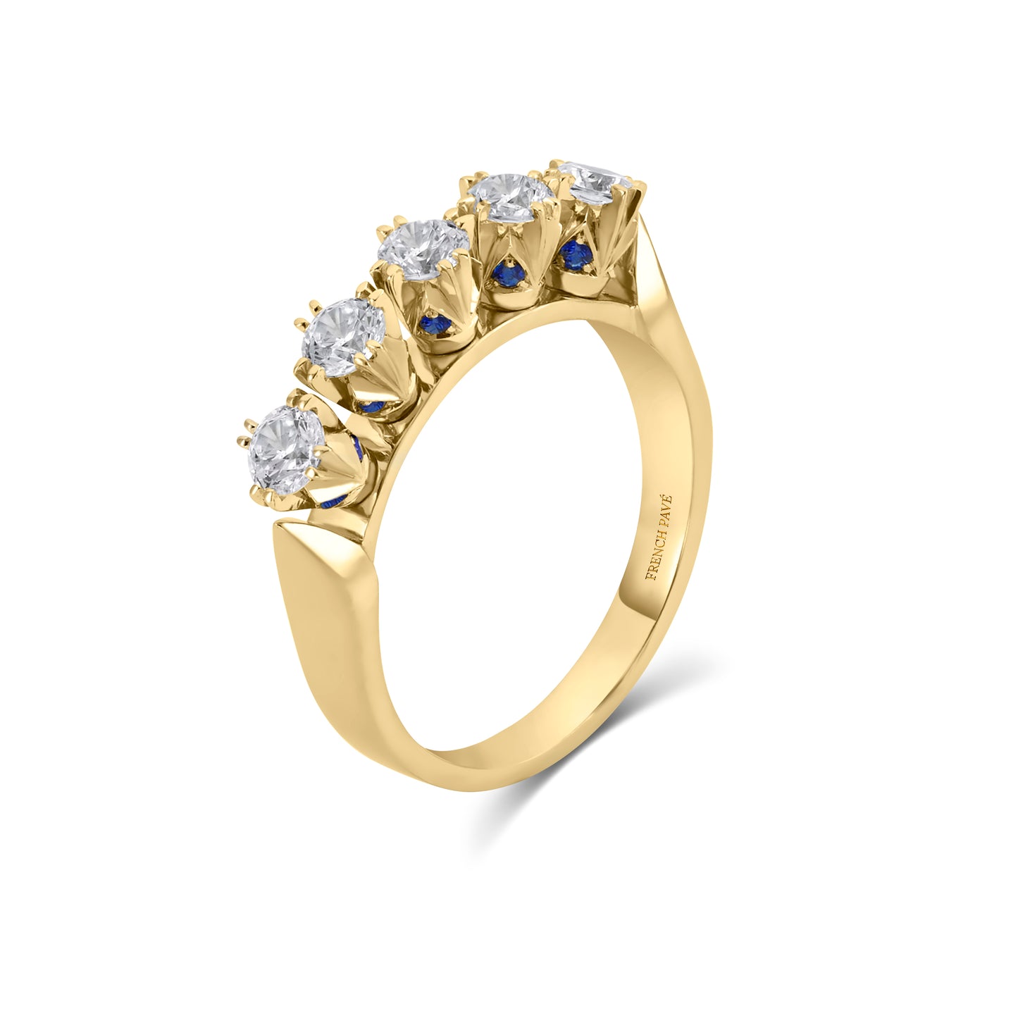 Crowné Sapphire & Diamond Band In Yellow Gold