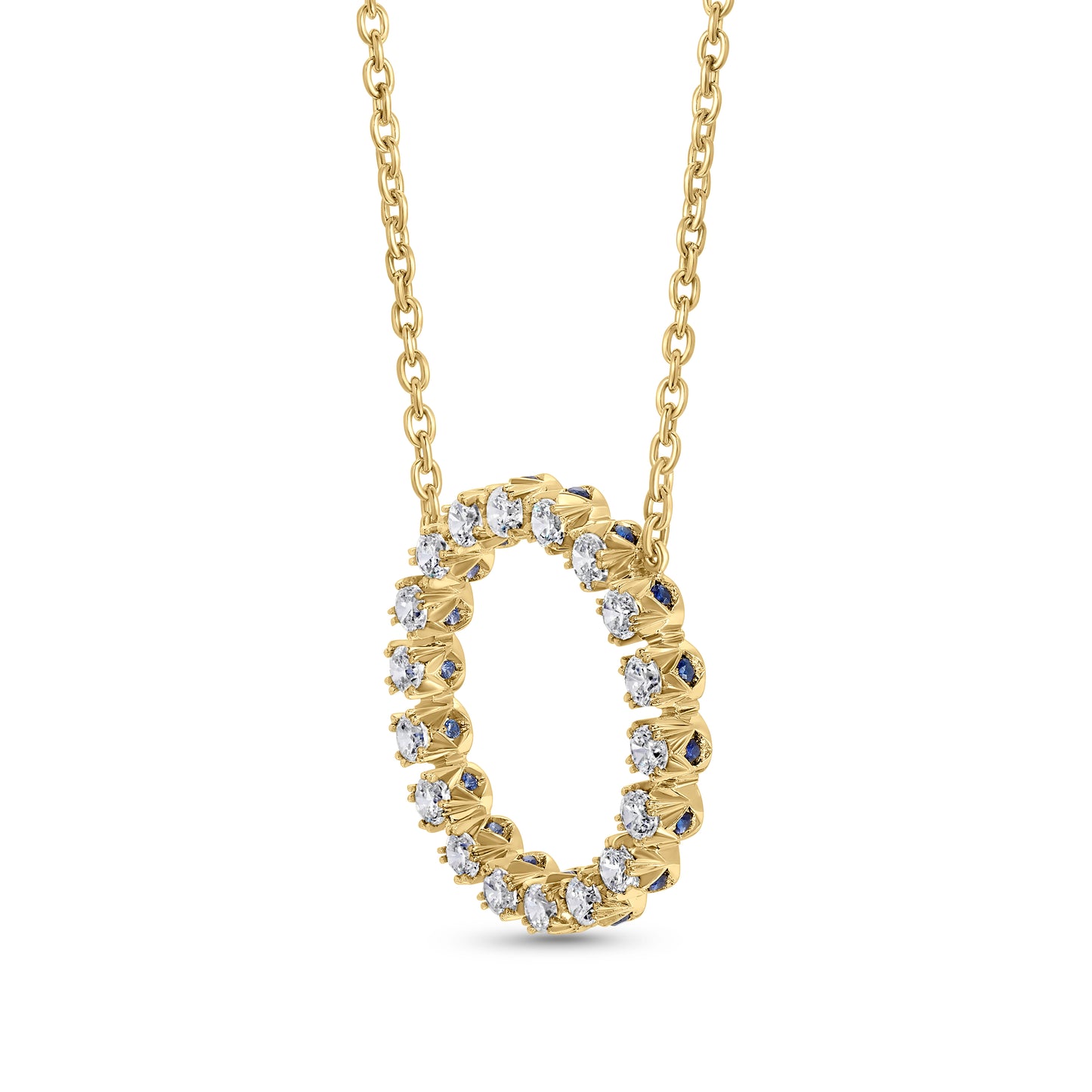 Crowné Sapphire & Diamond Pendant in Yellow Gold