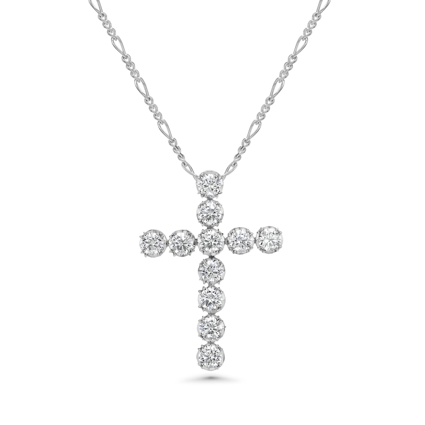 Crowné Petite Sapphire & Diamond Cross Pendant in White Gold