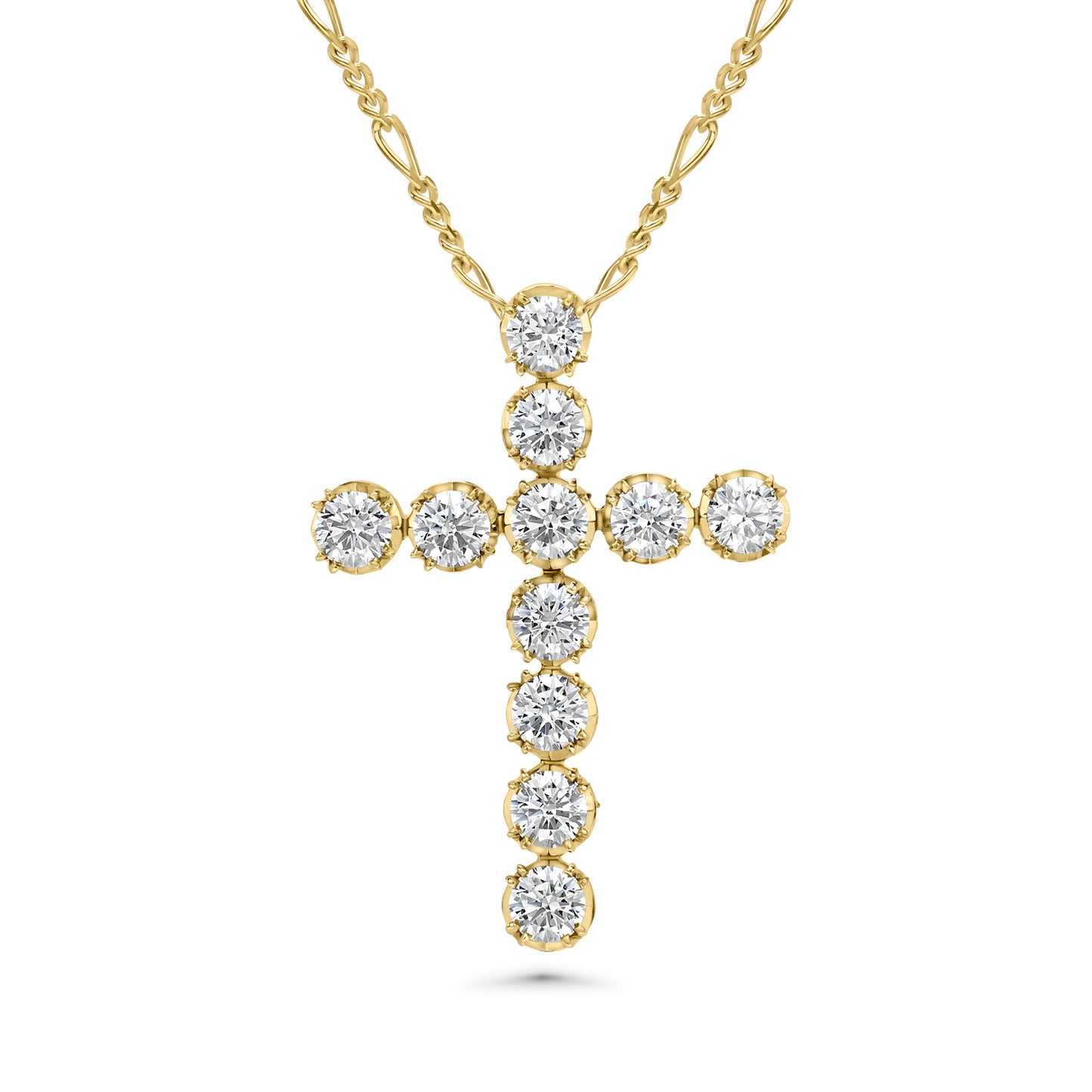 Crowné Grande Sapphire & Diamond Cross Pendant In Yellow Gold