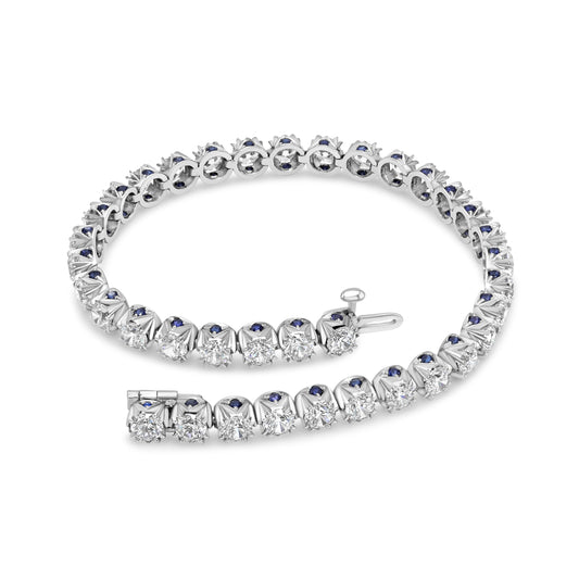 Crowné Sapphire & Diamond Bracelet In White Gold