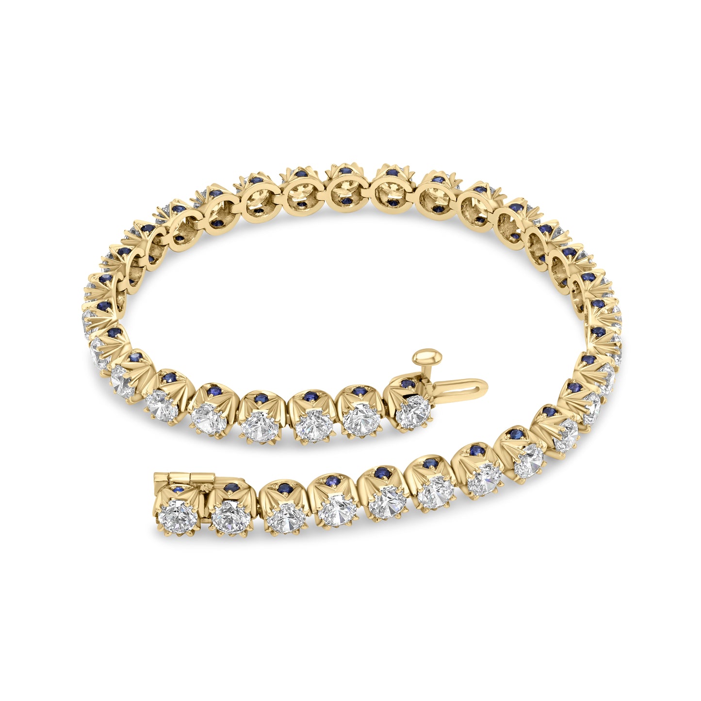 Crowné Sapphire & Diamond Bracelet In Yellow Gold