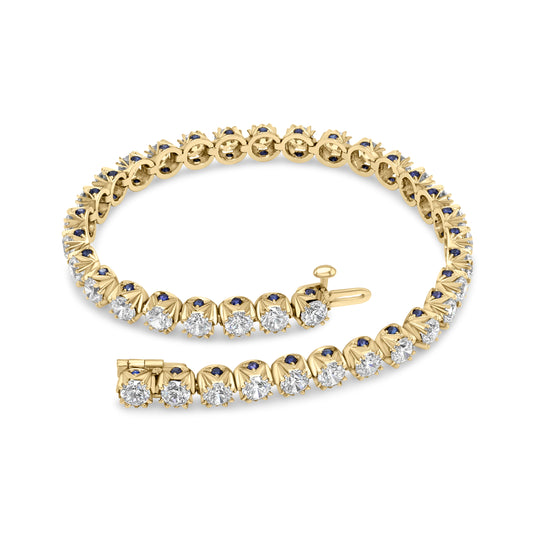 Crowné Sapphire & Diamond Bracelet In Yellow Gold