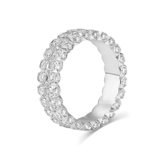 ss 14K White Gold Pavé Diamond Band