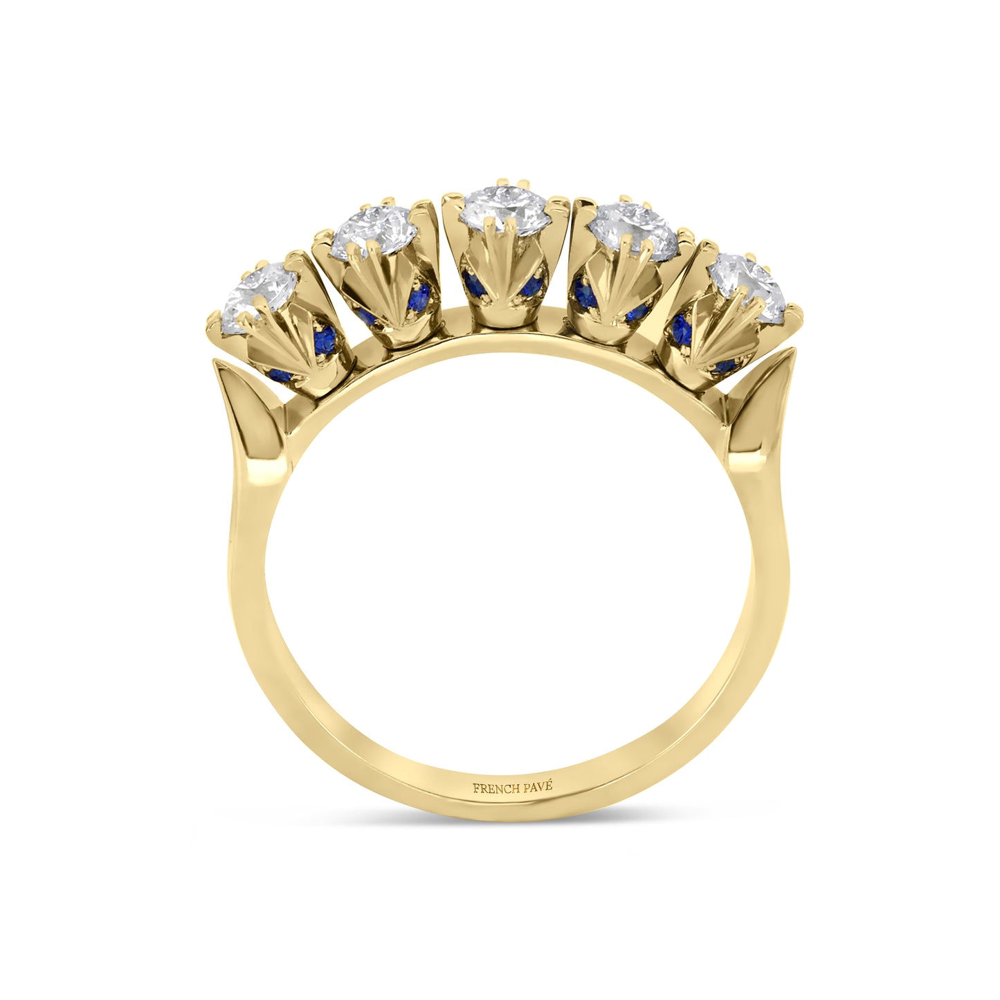 Crowné Sapphire & Diamond Band In Yellow Gold