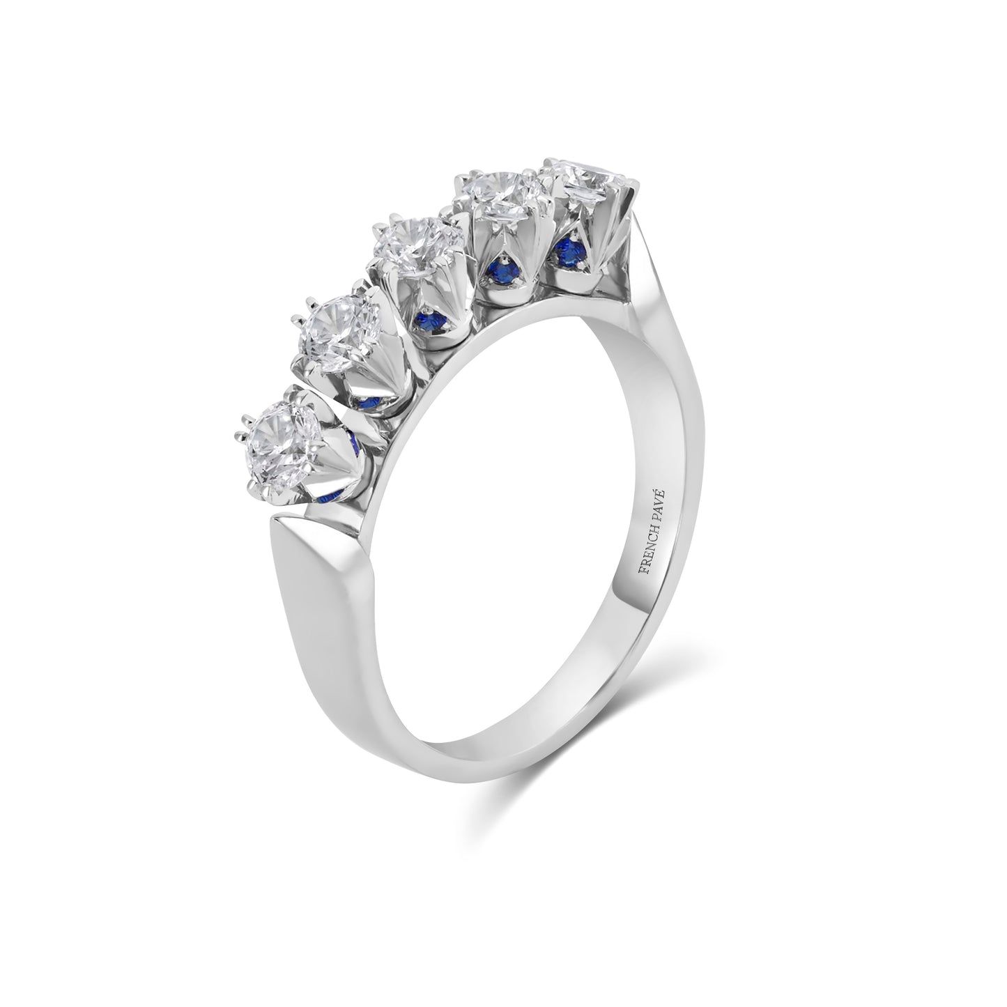 Crowné Sapphire & Diamond Band in White Gold