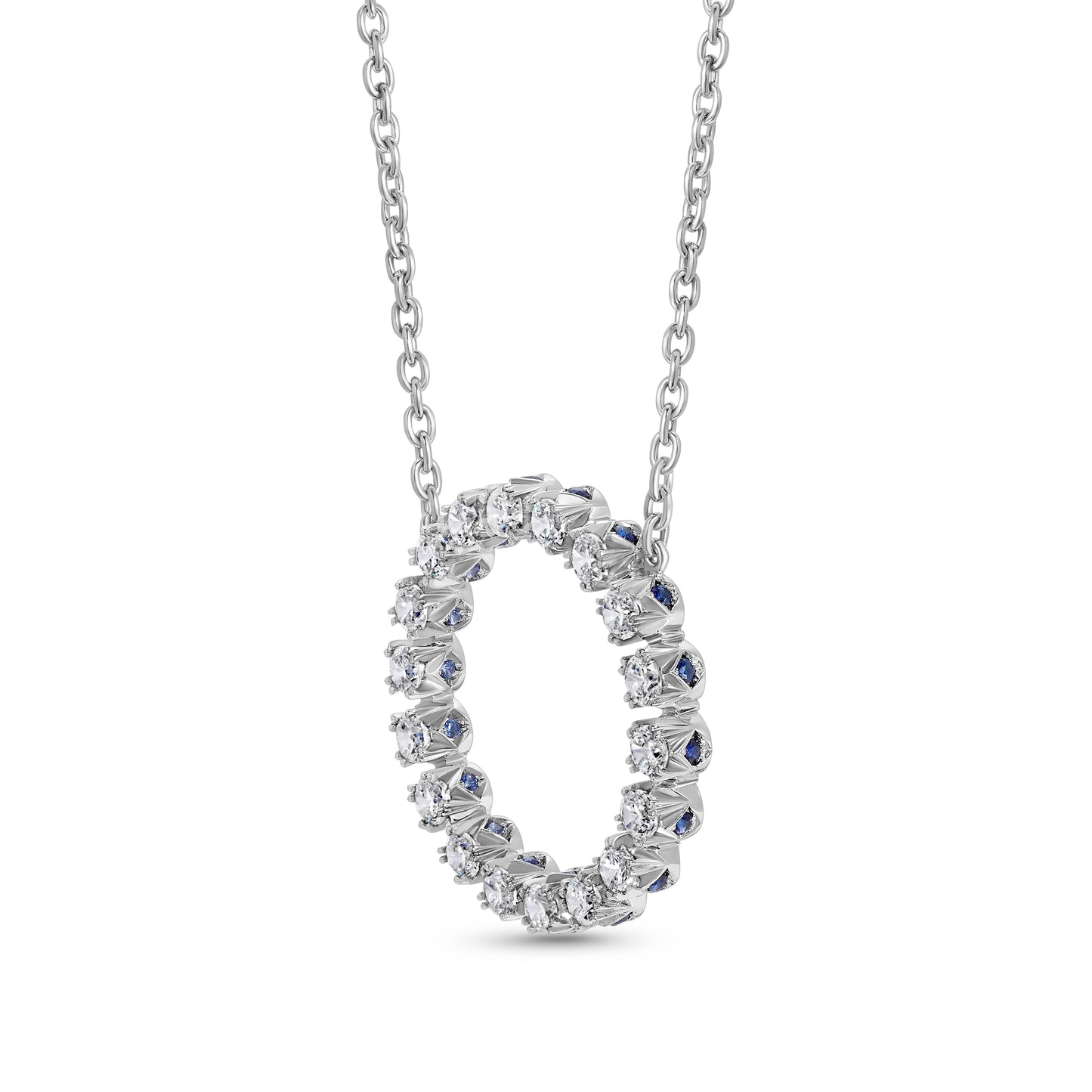 Crowné Sapphire & Diamond Pendant in White Gold