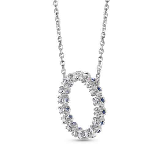 Crowné Sapphire & Diamond Pendant in White Gold