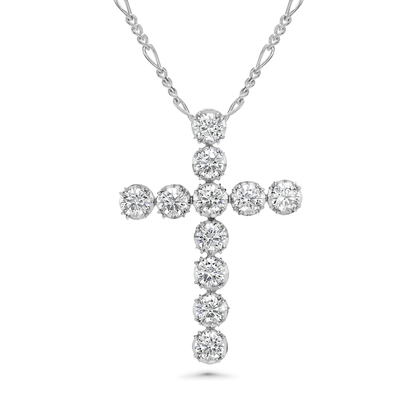 Crowné Grande Sapphire & Diamond Cross Pendant in White Gold